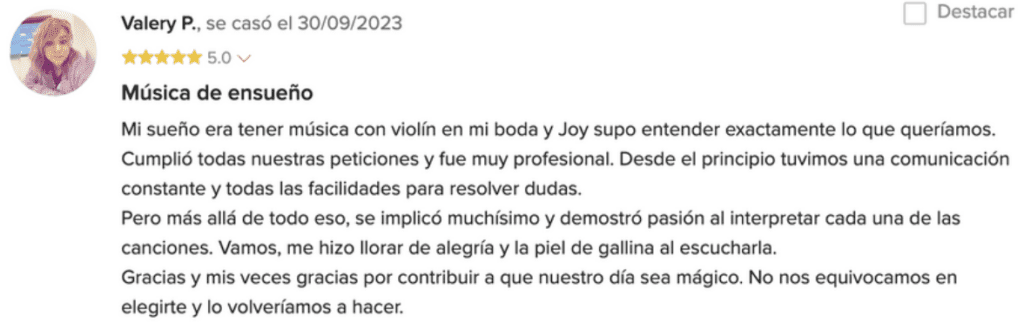 Reseña de cliente