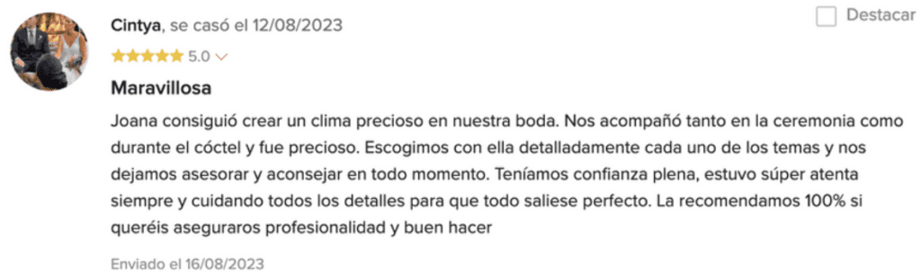 Reseña de cliente