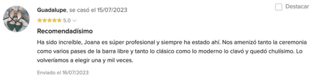 Reseña de cliente